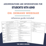 Summer Learning Series: Accommodations & Interventions for Students with ADHD No NBCC Hours