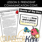 Friendship Group Counseling: Friendship Activities for Boundaries and Respect