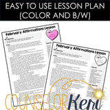 Affirmations Valentine's Day Counseling Activity: Counseling Lesson & Bulletin Board