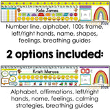 Desk Name Labels with SEL Tools: Feelings, Breathing Guides, & Affirmations Grades K-2