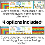 Desk Name Labels with SEL Tools: Feelings, Breathing Guides, & Affirmations Grades 3-5