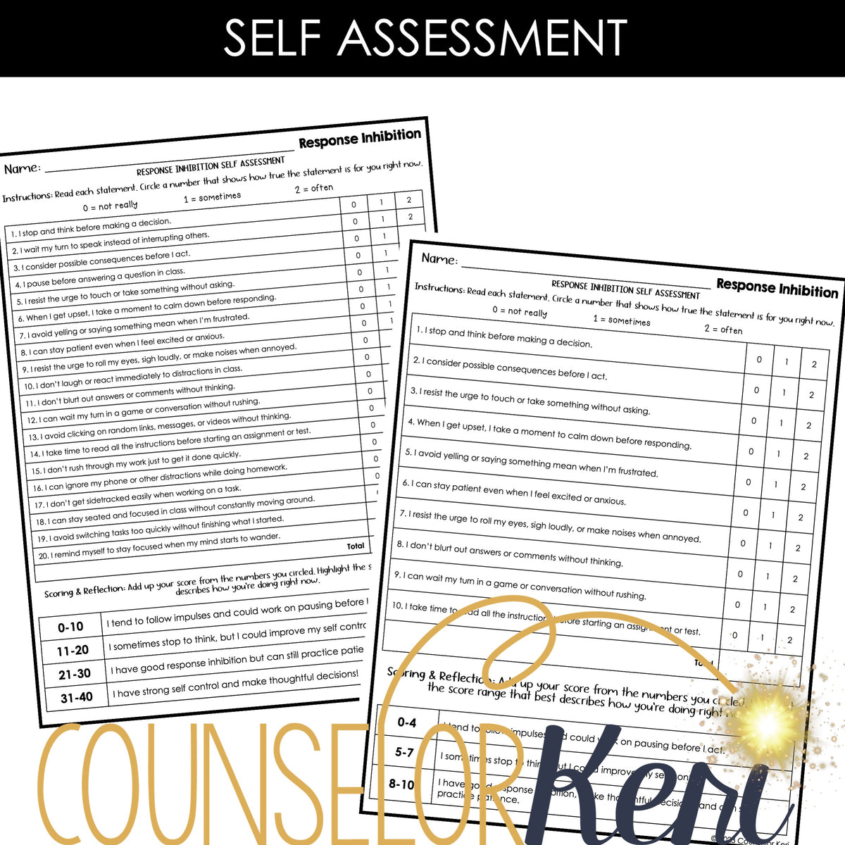 Response Inhibition Lesson: Executive Functioning Classroom Counseling ...