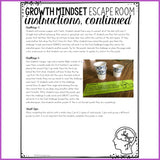 Growth Mindset Escape Room: Growth Mindset Activity for School Counseling