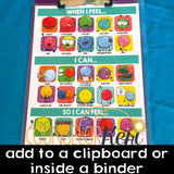 Feelings and Calming Strategies Poster, Cards, Desk Labels, and Bulletin Board for Calm Corner
