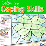 Color by Coping Skills St Patrick's Day Activity for School Counseling