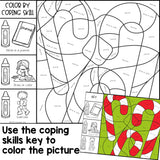 Color by Coping Skills Christmas Holiday Activity Elementary School Counseling