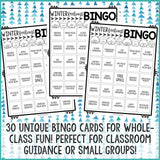 Winter Feelings Bingo Game Emotions Activity for School Counseling