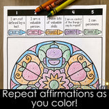 Color by Self Talk for Test Day Counseling Activity: Test Anxiety Affirmations
