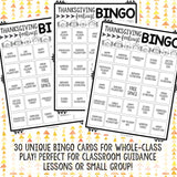 Thanksgiving Feelings Bingo Game - Elementary School Counseling