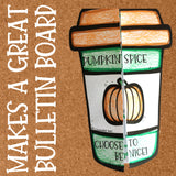 Pumpkin Spice Fall Kindness Activity for Elementary School Counseling Guidance with Bulletin Board