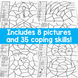 Color by Coping Skills Spring Activity for School Counseling