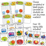 Coping Skills Lap Book with with Calming Strategies Cards for School Counseling