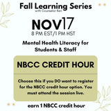 Fall Learning Series 2025: Mental Health Literacy for Students & Staff Webinar PD