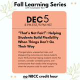 “That’s Not Fair!”: Helping Students Build Flexibility When Things Don’t Go Their Way Fall Learning Series 2026 without NBCC Clock Hours