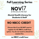 Fall Learning Series 2025: Mental Health Literacy for Students & Staff Webinar PD