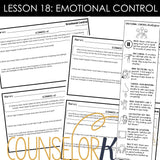 Emotional Control Lesson: Executive Functioning Classroom Counseling Lesson