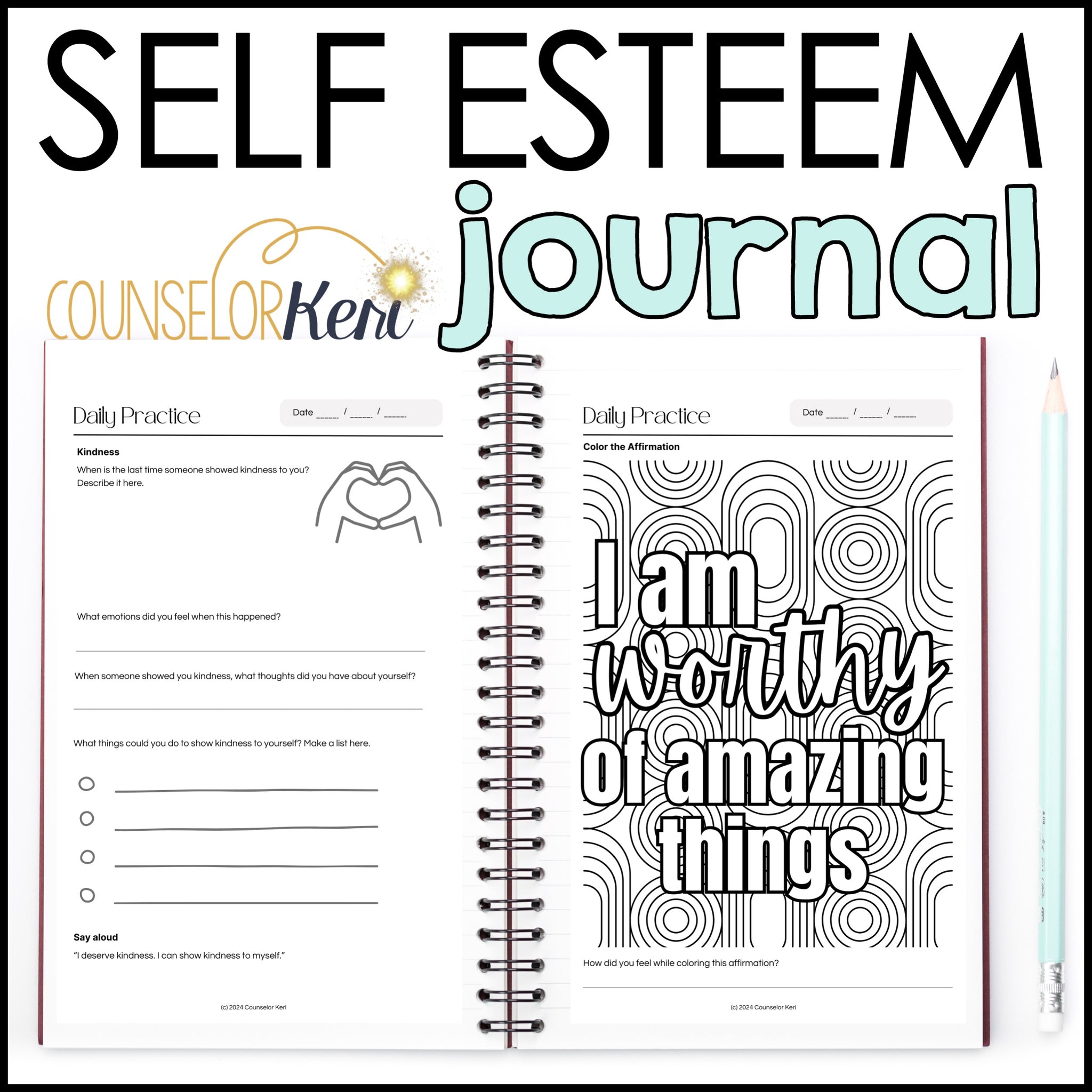 Self Esteem Journal: Self Esteem Activities for Kids School