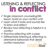 Listening and Reflecting Counseling Lesson: Communication in Conflict SEL Activity