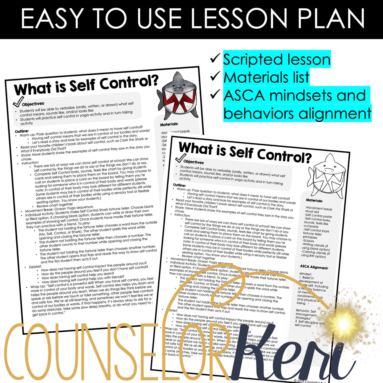 Self Control Counseling Activity Self Control Lesson for Grades 12 C