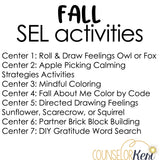 Fall SEL Centers: Fall Counseling Activities for Classroom Counseling