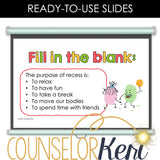 Recess Problem Solving Counseling Lesson: Recess SEL Activity