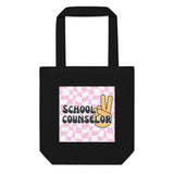 Retro School Counselor Peace Cotton tote bag