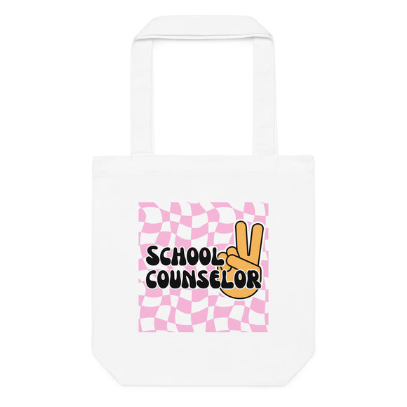 Retro School Counselor Peace Cotton tote bag