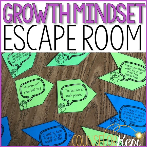 Growth Mindset Escape Room: Growth Mindset Activity for School Counseling