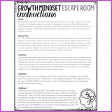 Growth Mindset Escape Room: Growth Mindset Activity for School Counseling