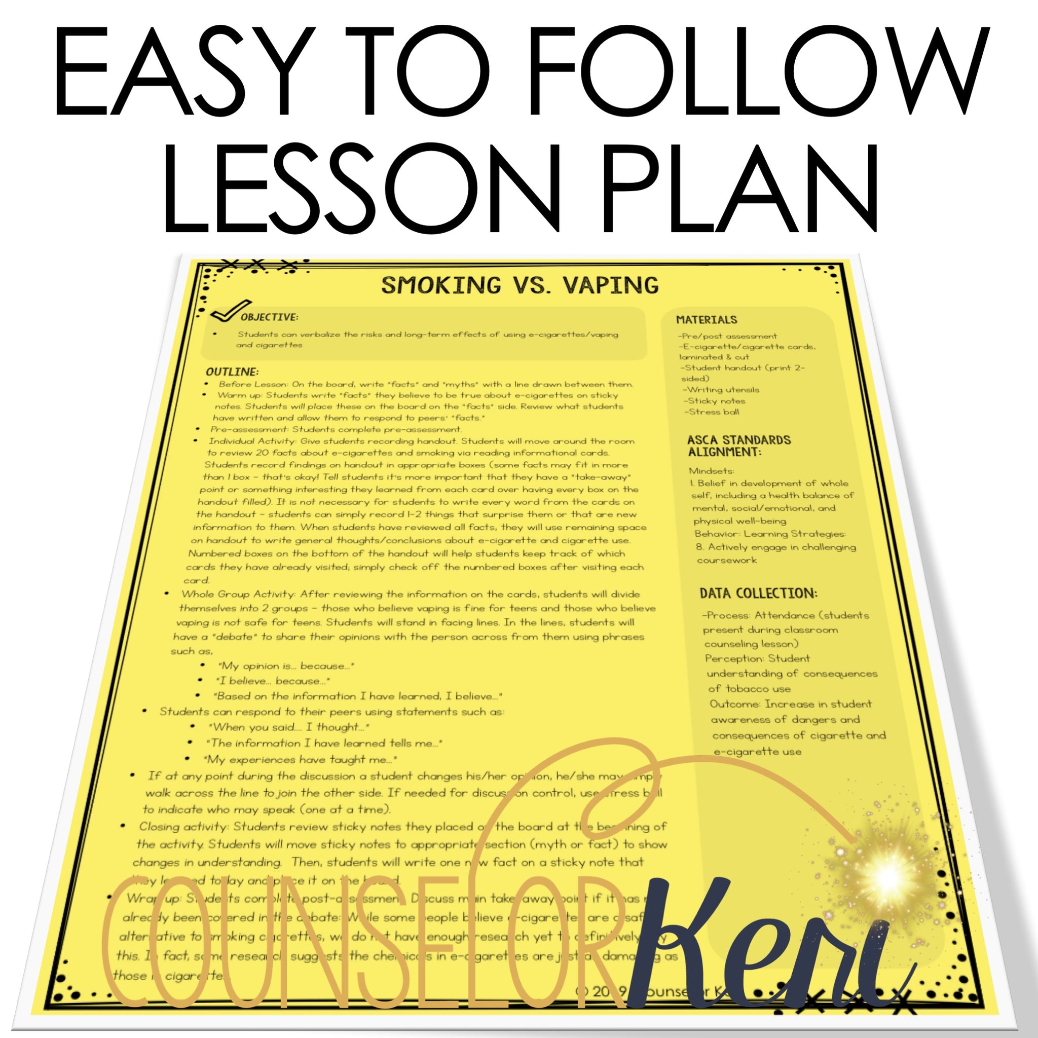 Vaping Lesson Vaping Cigarettes and E-Cigarettes Classroom Guidance Lesson ...