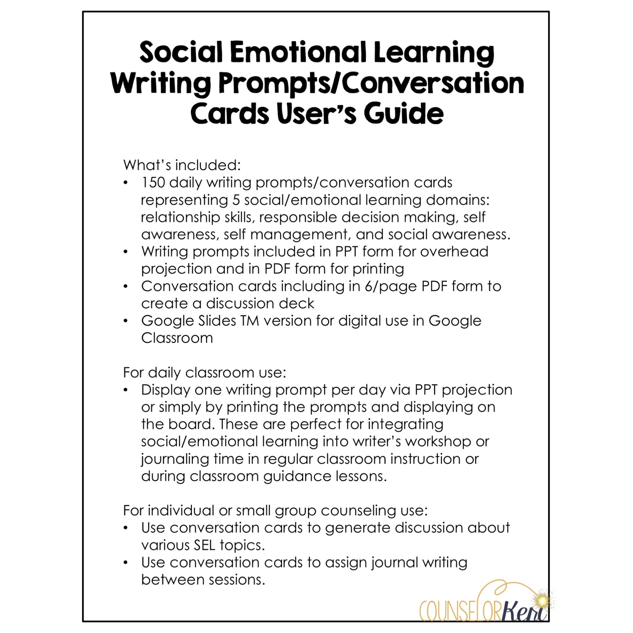 Social Learning Writing Social Emotional Learning SEL Writing Prompts and Conversation Starter ...