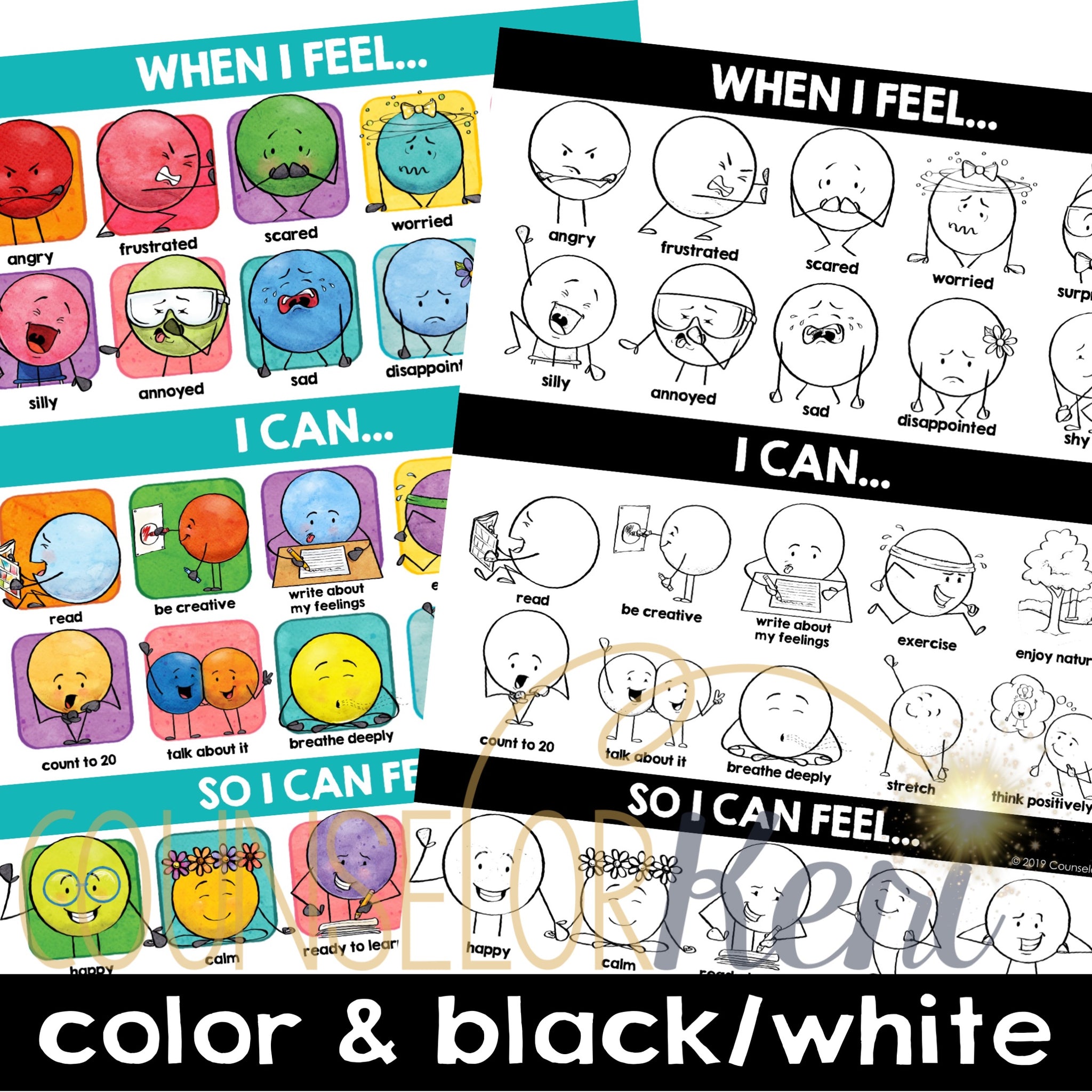 Feelings and Calming Strategies Poster, Cards, Desk Labels, and Bullet ...