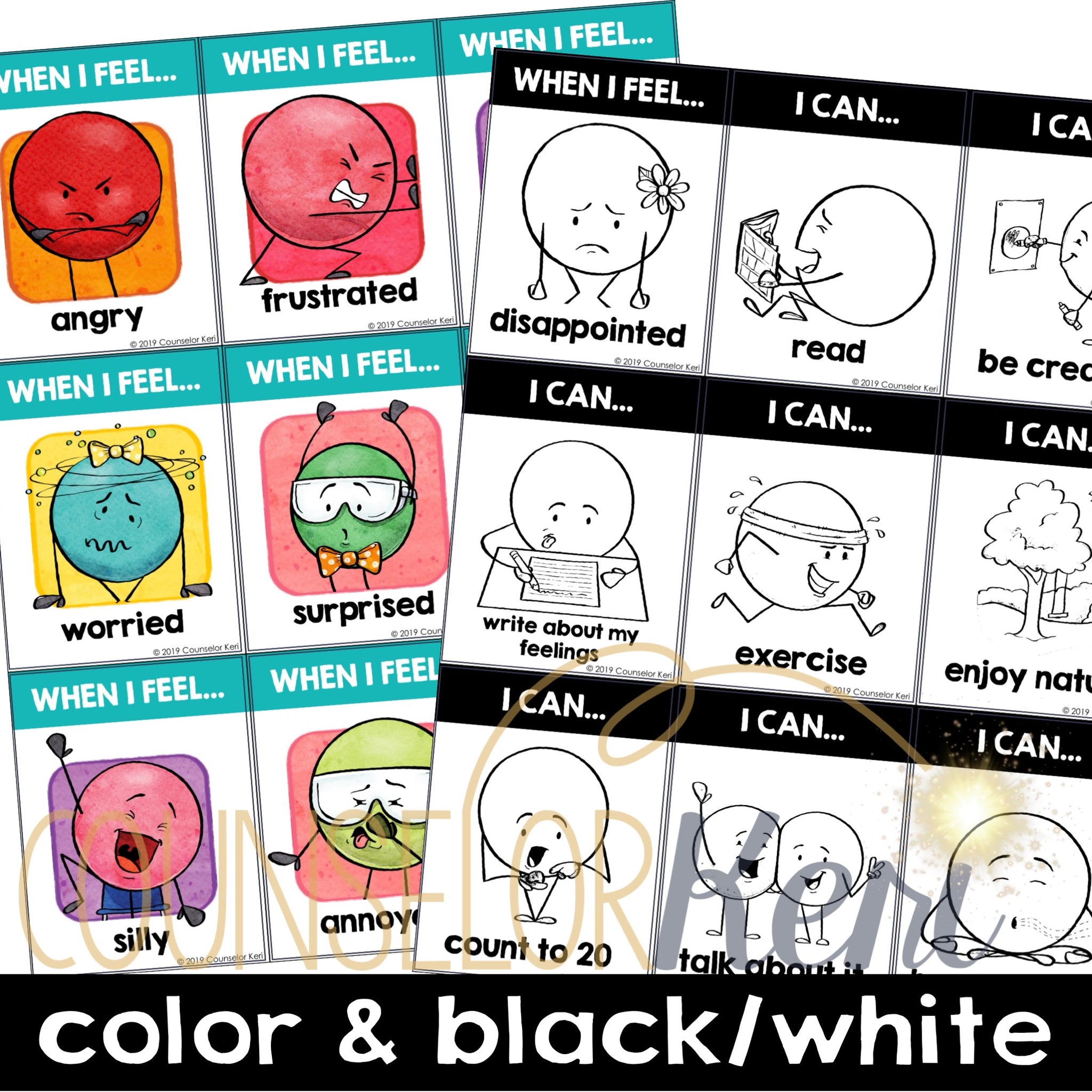 Feelings and Calming Strategies Poster, Cards, Desk Labels, and Bullet ...