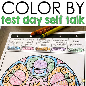 Color by Self Talk for Test Day Counseling Activity: Test Anxiety Affirmations