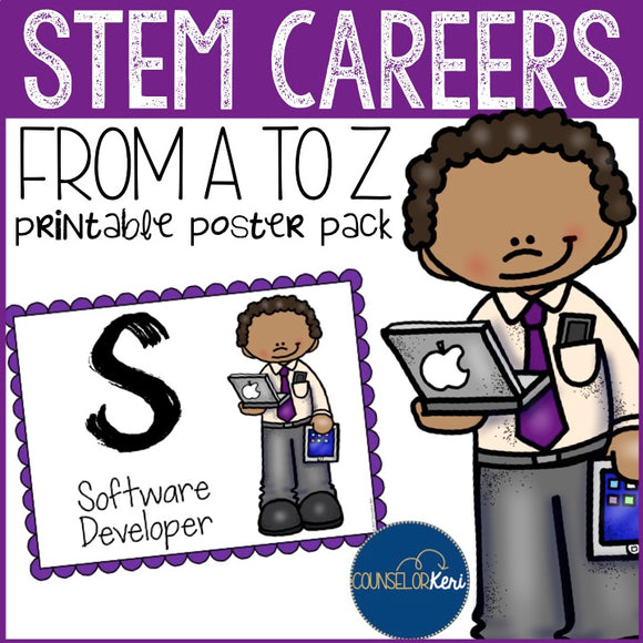 STEM Careers from A to Z Printable Poster Pack for Elementary Career Education