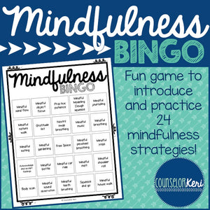 Mindfulness BINGO Game and Task Cards for School Counseling