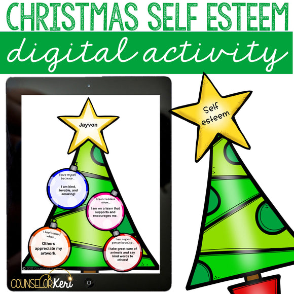 Christmas Self Esteem Digital Activity for Elementary School Counseling