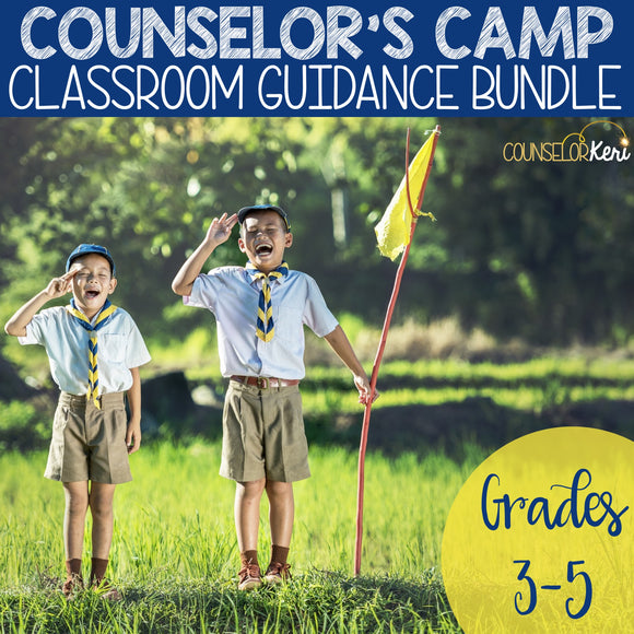 Camping Themed Classroom Guidance Lesson Bundle Unit for Elementary School Counseling