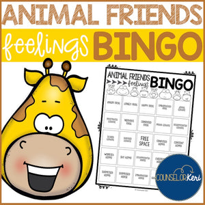 Animal Feelings Bingo Game - Emotions - Elementary School Counseling