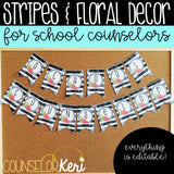 Watercolor Stripes and Floral School Counseling Office Mini Decor Set