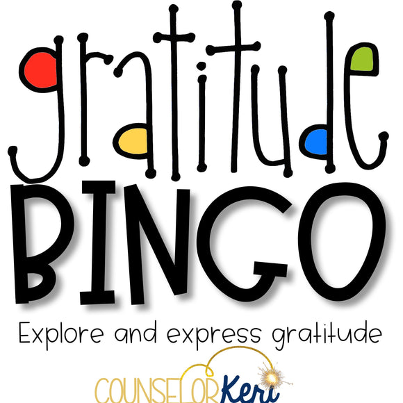 Gratitude Bingo Challenge Elementary School Counseling Thanksgiving Activity