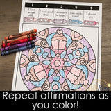 Color by Positive Affirmations Valentine's Day Counseling Activity