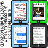 Technology and Social Media Themed Classroom Guidance Lessons Bundle Unit for Upper Elementary or Middle School Counseling