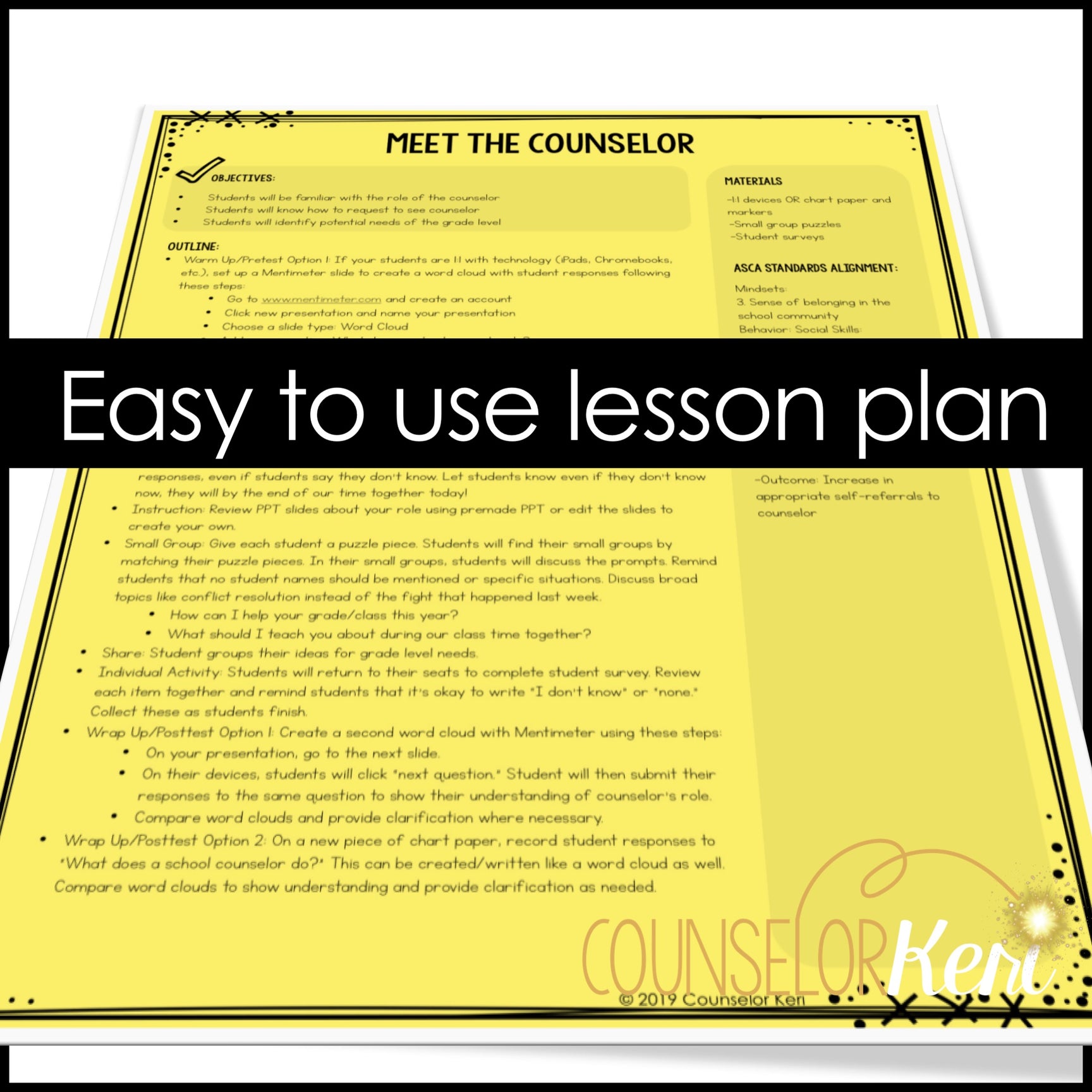 Meet The Counselor Classroom Guidance Lesson For Back To School ...