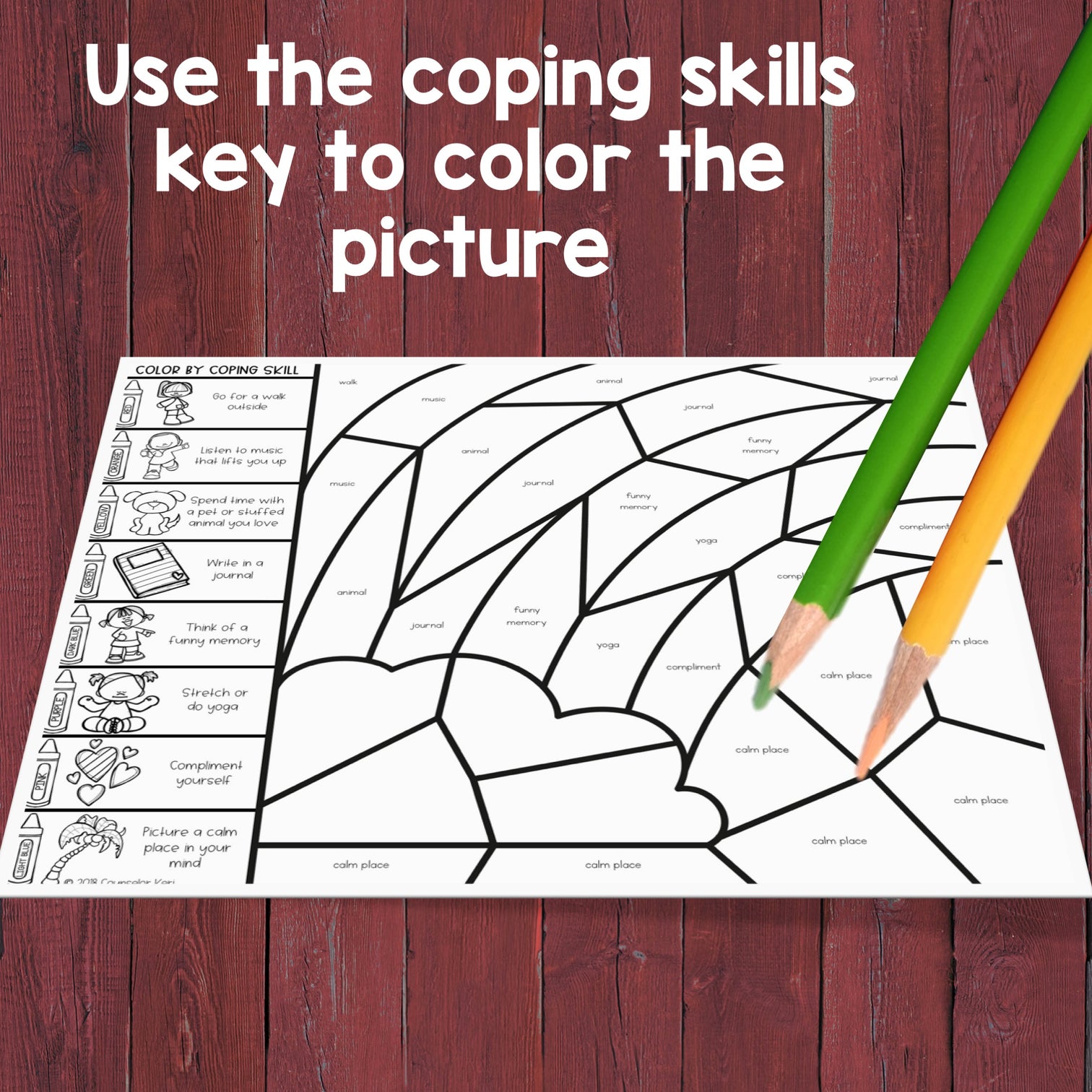 Color by Coping Skills Spring Activity for School Counseling ...