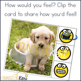 Feelings Task Cards for School Counseling Centers Identify Feelings Clip Cards