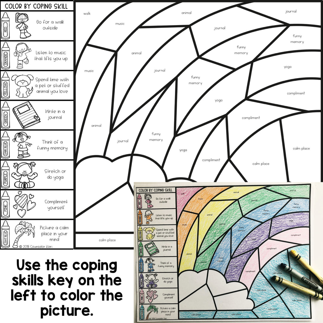 Color by Coping Skills Spring Activity for School Counseling ...