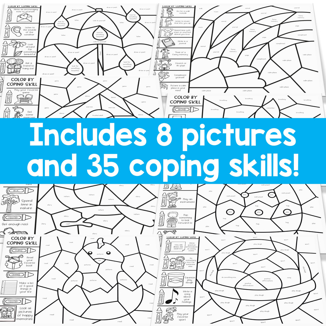 Color by Coping Skills Spring Activity for School Counseling ...
