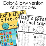 Calm Down Kit Small Box Printables with Coping Skills Cards